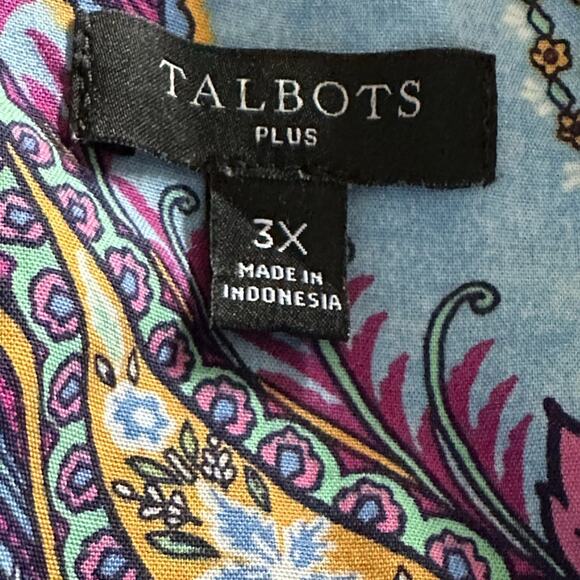 Talbots Cotton Button Front Swirly Paisley Blouse Top Women's Plus Size 3X - Picture 6 of 8